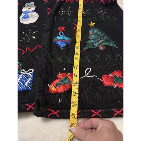 Vtg KMART BASIC EDITIONS Holiday Ugly Christmas Sweater Vest 1X Sequins Tree - Picture 8 of 8
